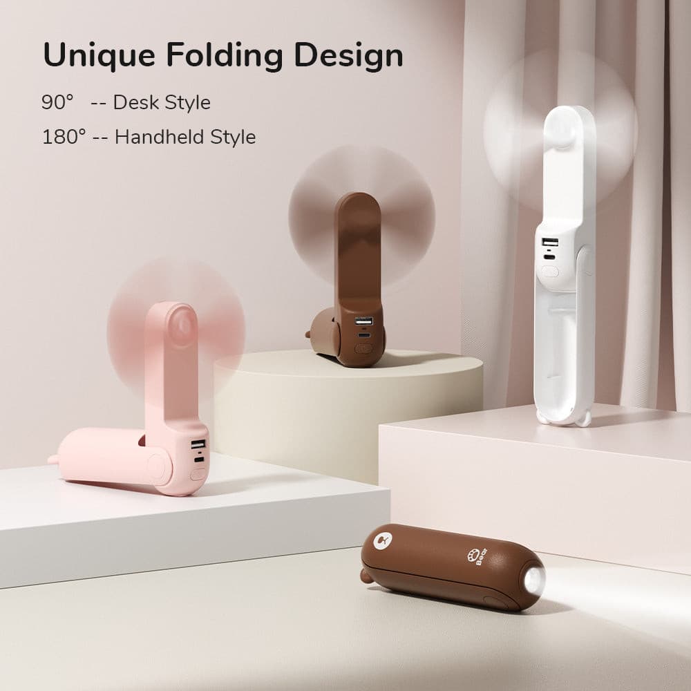"Lazy Bear" Personal Handheld Fan with Powerbank